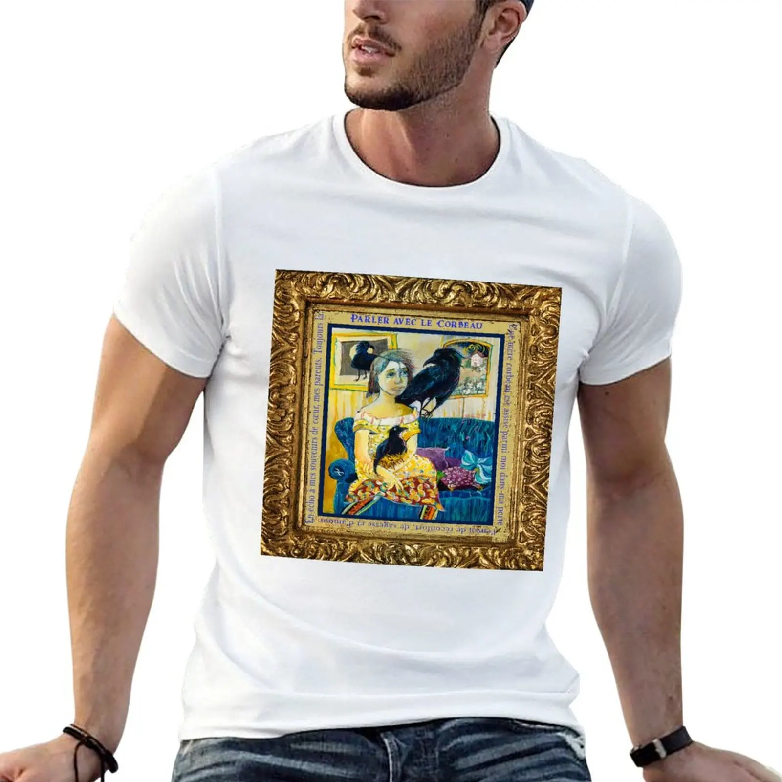 

Parler avec le Corbeau (Talking to the Raven) and loss of the Mother T-Shirt t shirts for man pack white T-Shirt
