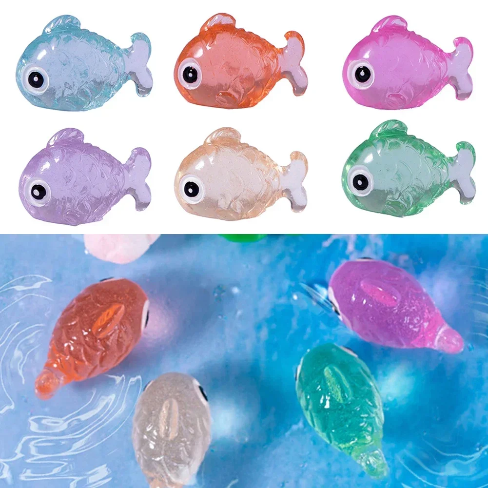 6PCS Luminous Fishes Home Decor Moss Landscape Ornaments Glowing Potted Ornament For Home Decor Fish Tank Fairy Decorations