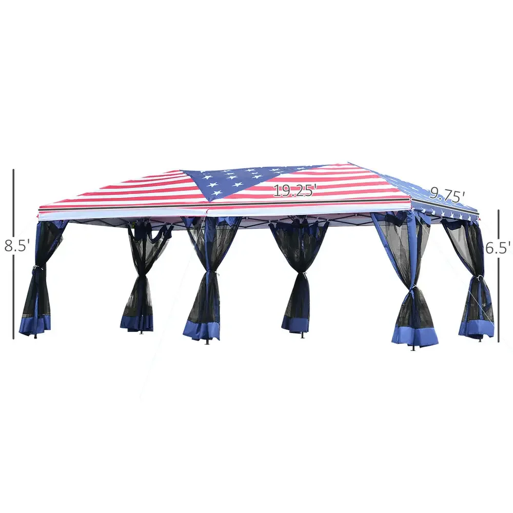 10x20ft Pop up Party Tent Gazebo Canopy Market Instant Shelter American Flag