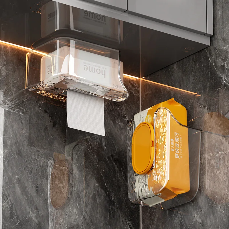 

Water Ripples Wet Wipe Box Wall Mounted Wipe Tissue Organiser Box Self-Adhesive Paper Towel Dispenser for Kitchen Bathroom