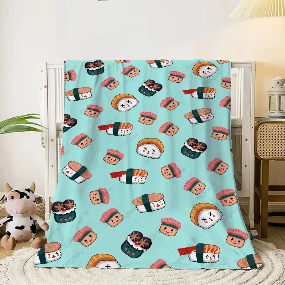 Sushi Cute Throw Blanket for Sofa Luxury Bedding Fleece Blanket Large Warm Blankets for Cold Fluffy Plaid Home Interior Arcteryx