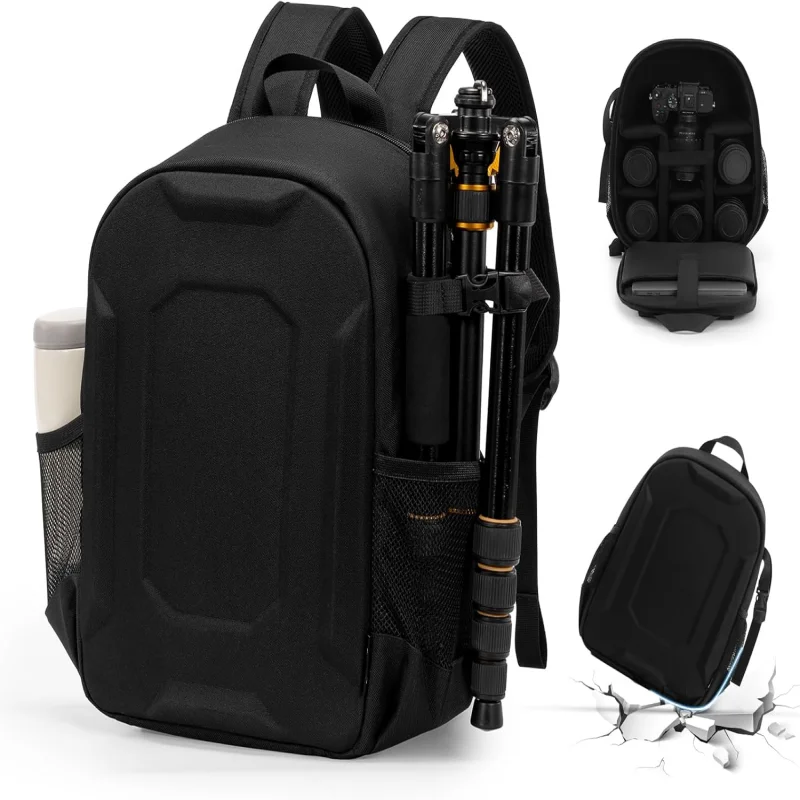 Hard Shell Backpack with Tripod and Shockproof Camera Bag, Suitable for 14-Inch Laptops, Suitable for Canon, Nikon and SONY SLR