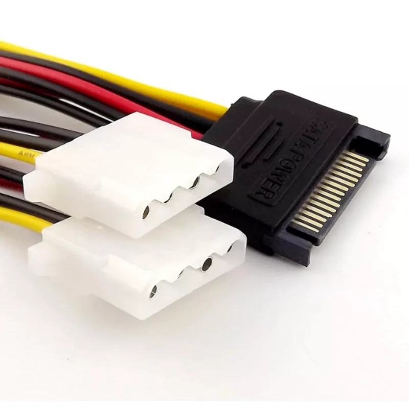 

15Pin SATA Male to Dual 4Pin Molex IDE Female Y Splitter Power Adapter Cable, Extension Hard Drive Power Supply Cable