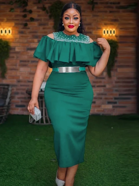 2024 Spring Party Evening Dresses African Turkey Women Bodycon Robe Ruffle Short Sleeve Dress Wedding Birthday Prom Gown Clothes AliExpress