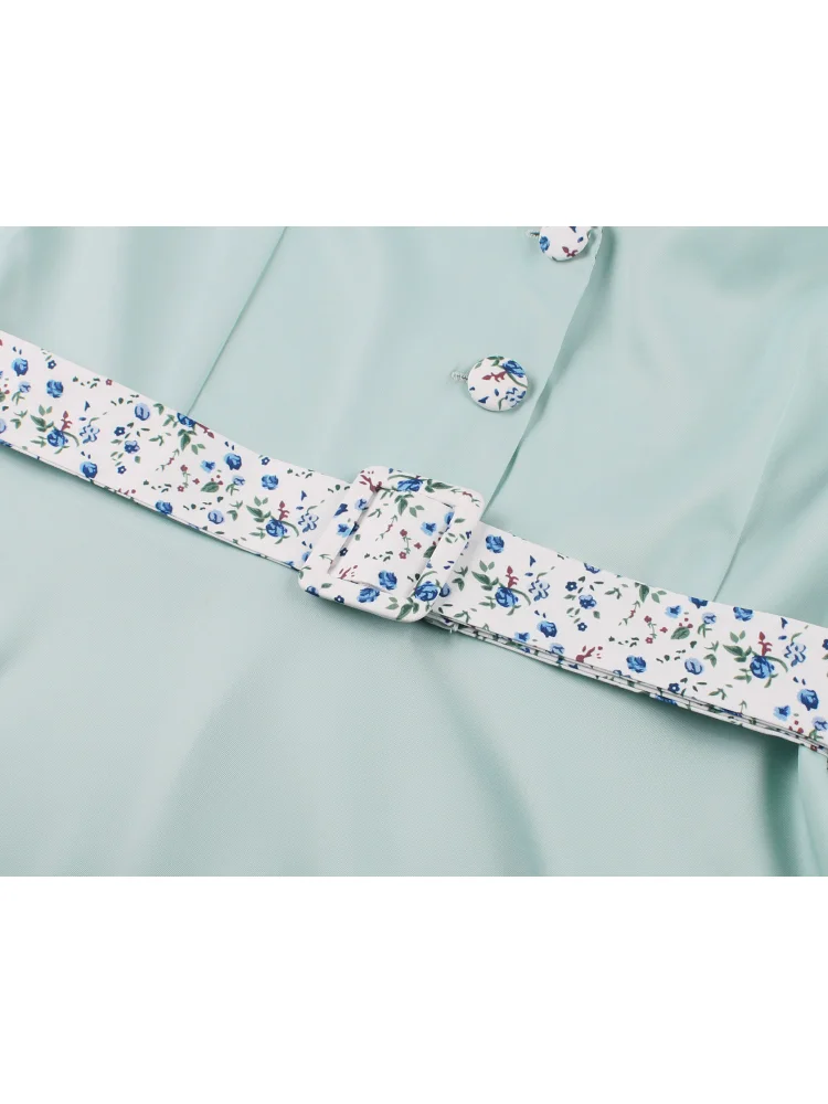 Robe élégante en Patchwork de fleurs pour femmes américaines, manches courtes, revers, douce, ceinture de rendez-vous du thé de l'après-midi, robe de transport décontractée