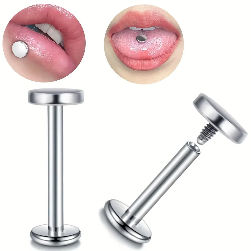 1pc Round Barbell Lip Ring 316L Stainless Steel Lip Stud 14G/16G Piercing for Ear Cartilage Lip Tongue Suitable for Men Women