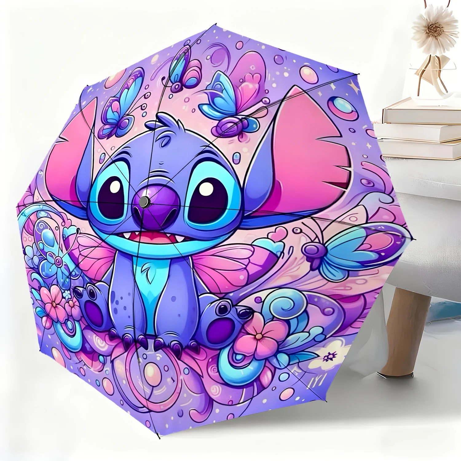 

Автоматический зонт с мультяшным рисунком Disney Stitch, 1 шт., зонт для любой погоды, портативный складной зонт, Рождественский зонт.
