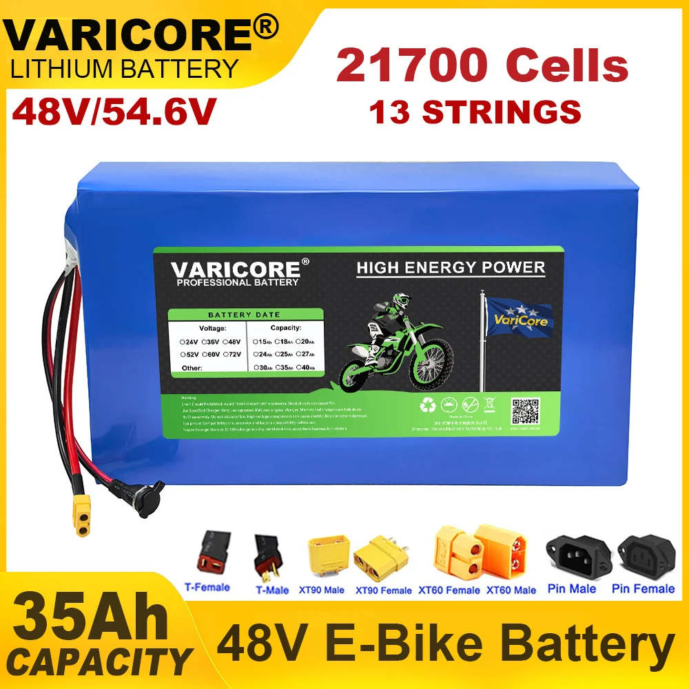 

VariCore 48V 35Ah 13s7p 21700 Lithium Battery Pack E-bike 54.6v 1200w 1440w Built in BMS 30A For Electric Bike E-Scooter