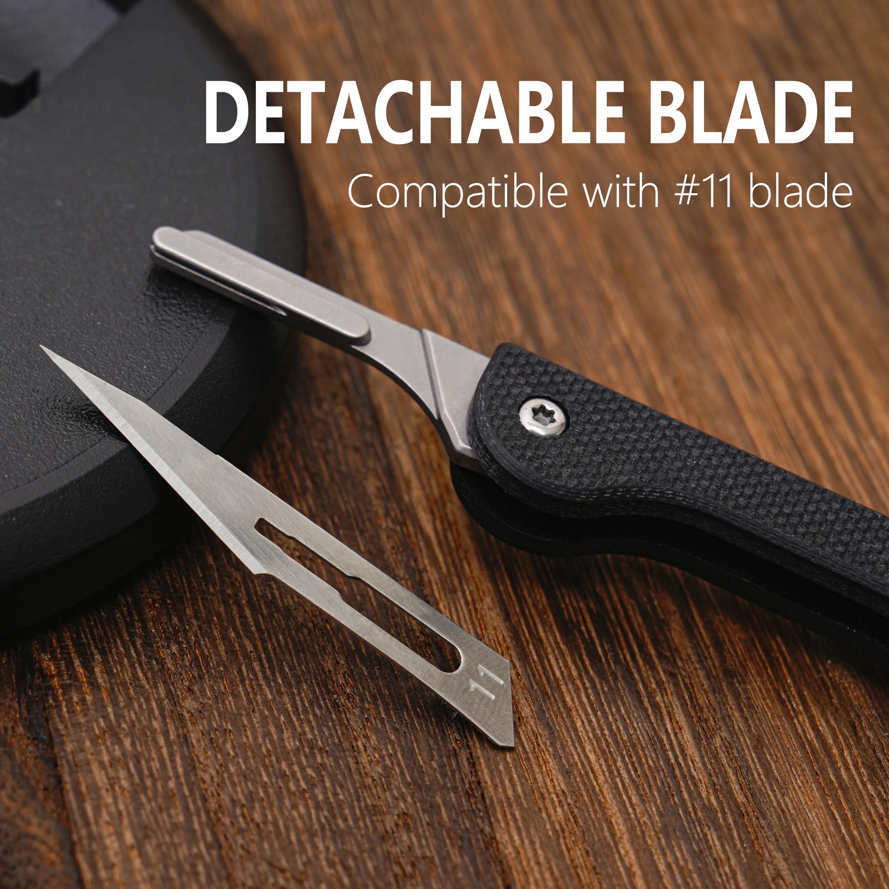 Mini carbon fiber carving knife. Keychain tool, pocket unboxing tool