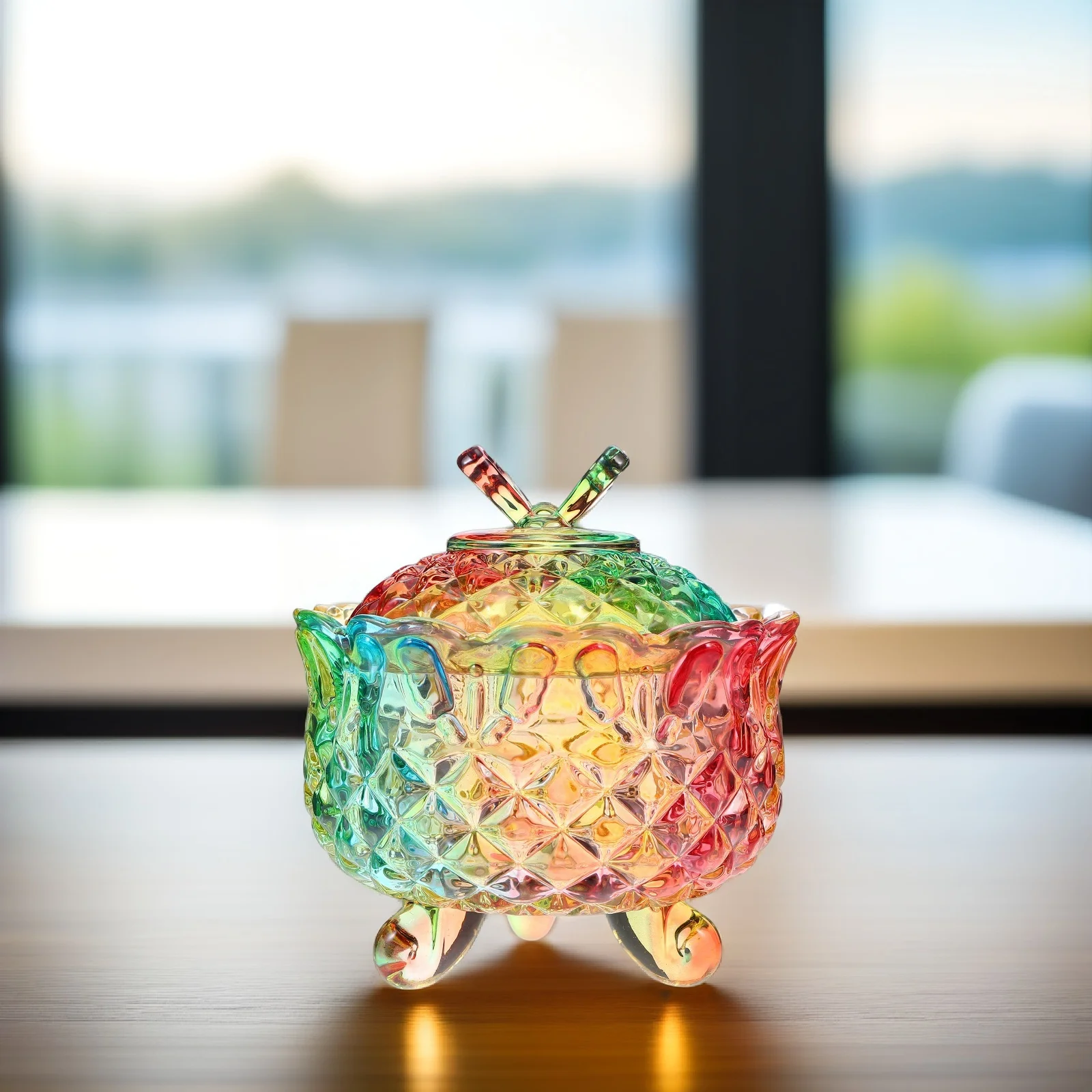 

1Pcs 280Ml Crystal Glass Storage Jar Decorative Candy Jar for Food Snacks Chocolate Cookie Dessert Storage Kitchen Organization