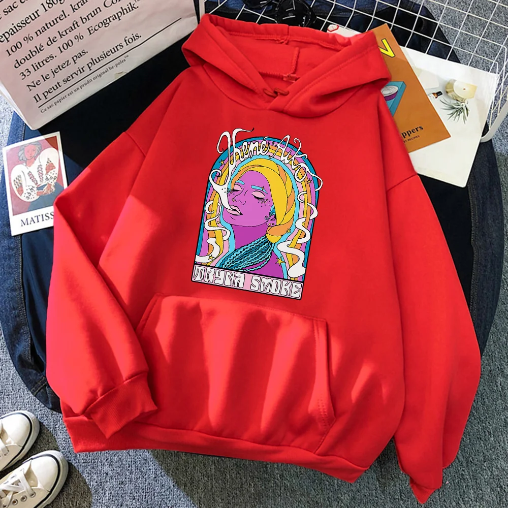 Jhene aiko tryna smoke Rainbow ethnic girl Hoody Men Crewneck Trendy Pullovers Cartoon Hip Hop Streetwear Casual Fleece Hoodies