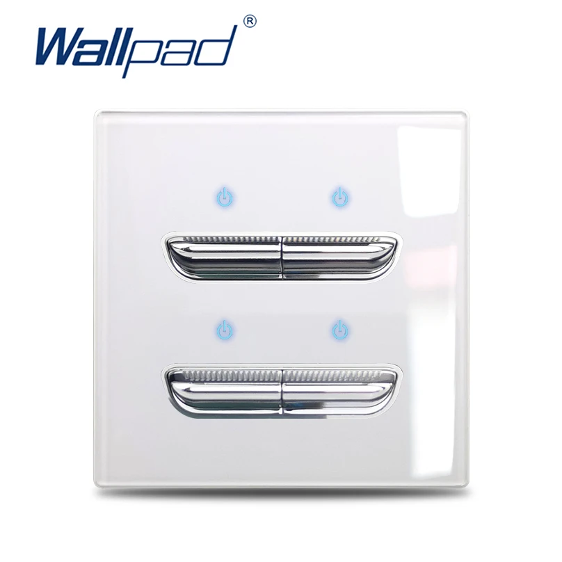 Wall Light Switch 1 2 3 4 Gang Tempered Glass Panel Blue LED Night Light White Black Gray Gold Pass Through Low Price image 3