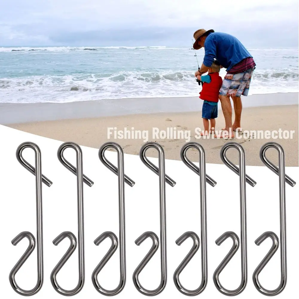 100Pcs Durable Stainless Steel Fishing Hanging Snap Fast Lock Barrel Swivel Connector Line Tackle Hook Connector Fishing Tools