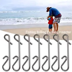 Conector giratorio de acero inoxidable para pesca, herramienta de cierre rápido, duradero, 100 piezas