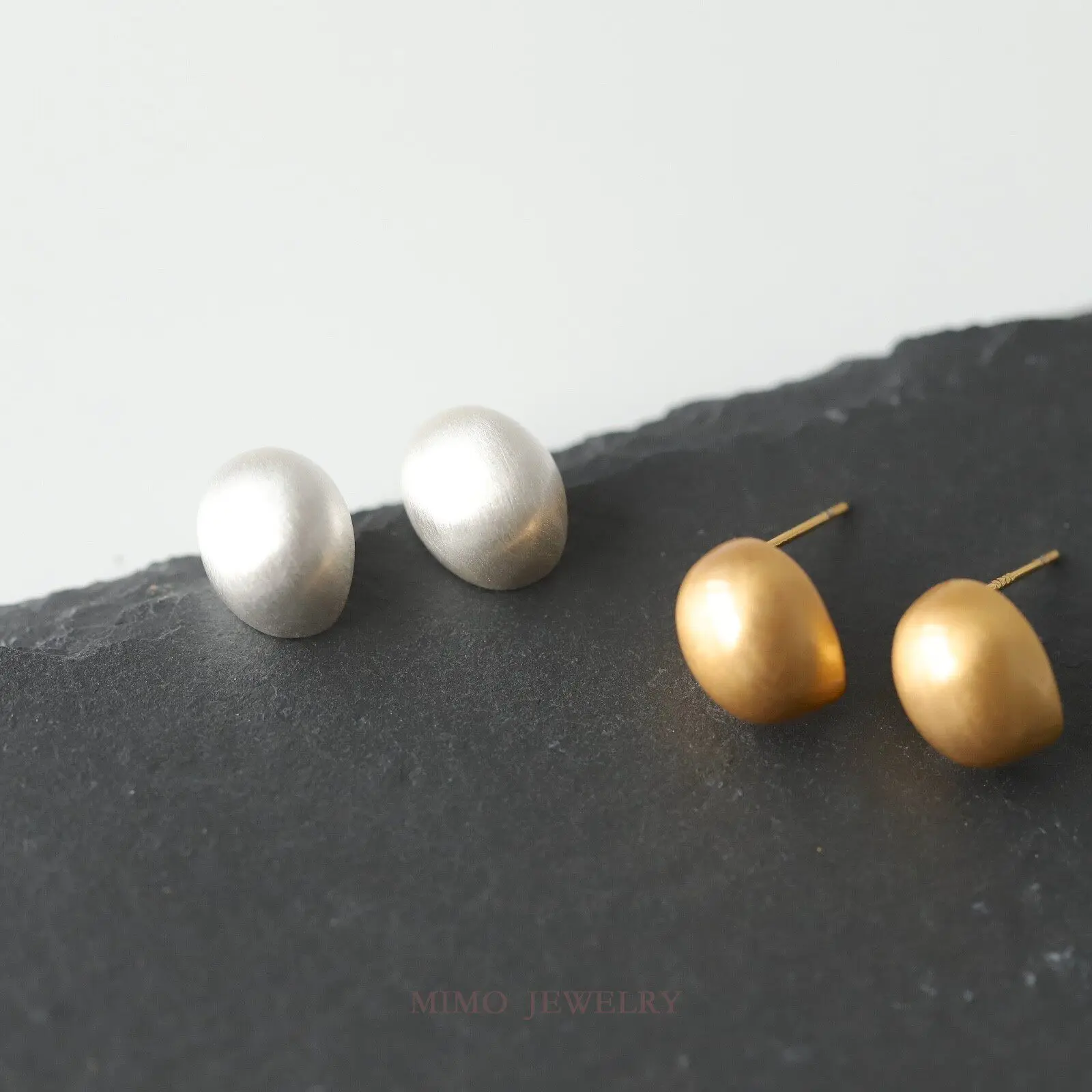 Ins Style Simple And Versatile Temperament Oval Brushed Bean Earrings For Girls Earrings