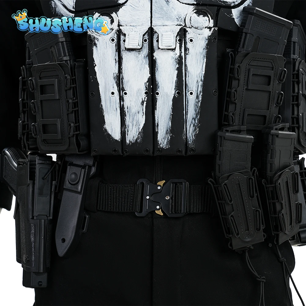 2026 New Punish COS er Superhero Cosplay Costume Men's fantasy black jumpsuit props shoes Halloween party full set uniform - view 6