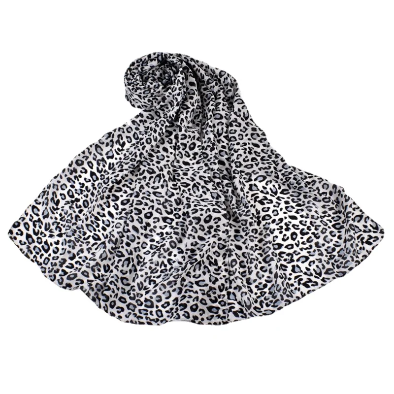 Leopard Print Women Cotton Linen Balinese Shawl Fashion Scarf Lightweight Comfortable Soft Breathable Minimalist Scarf