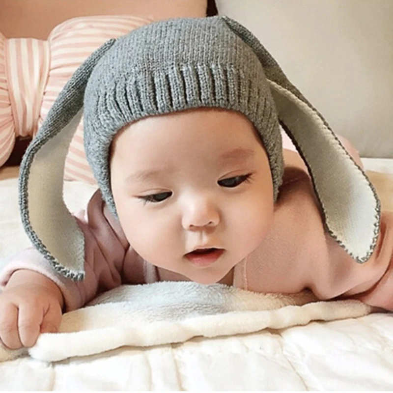 Autumn Winter Toddler Infant Knitted Kids Hat Adorable Rabbit Long Ear Hats Kid Bunny Beanie Cap Photo Props Creative Warm Caps