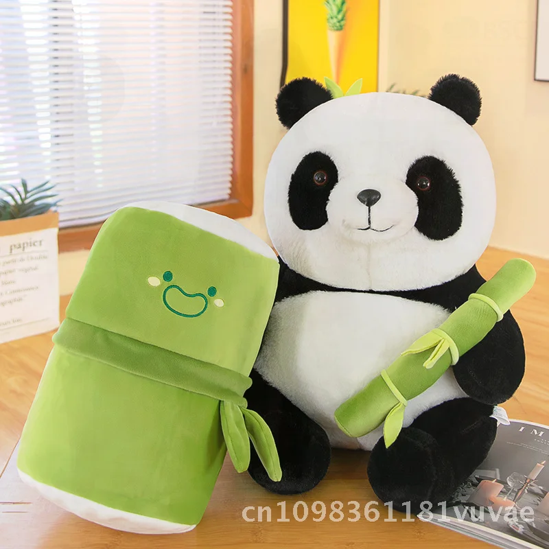 

Cute Bamboo Panda Doll Stuffed Toy Sleeping Rag Doll Flower Design Children's Birthday Gift for Women Short Plush PP Cotton