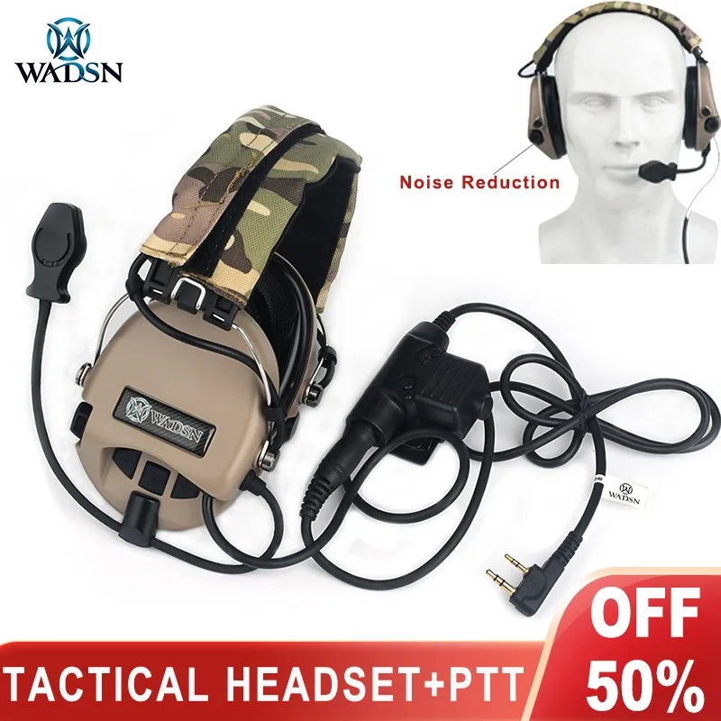 WADSN MSA Tactical Headset with U94 Military PTT Sordin Outdoor Hunting Communication Headphones Active Pickup Noise Canceling