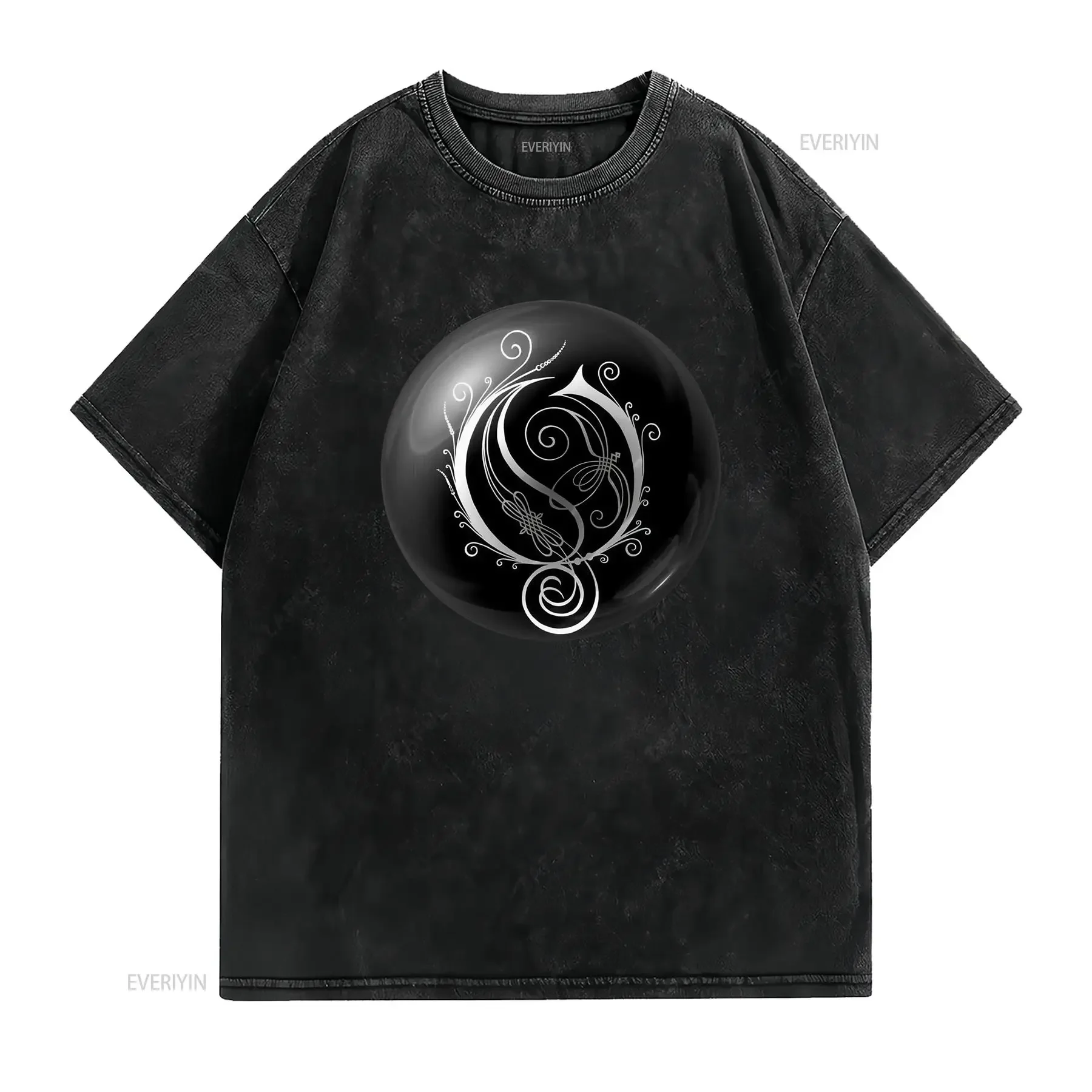 Gothic Vintage Silver Filigree Letter S Monogram Print Casual T Shirt vintage Washed fashion homme Soft Comfortable Breathable