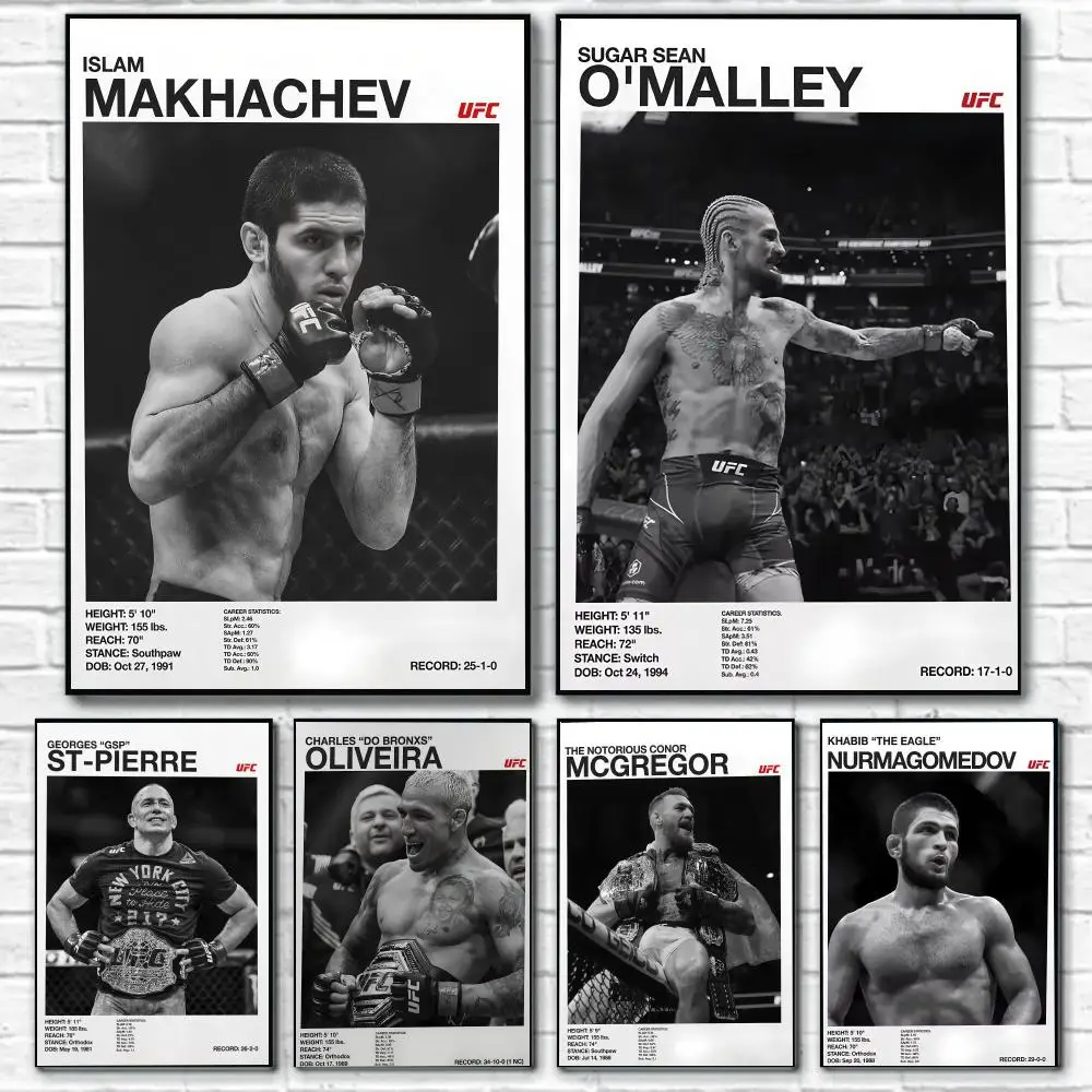 Póster de eventos de lucha famosos U-UFC, decoración artística para pared de habitación, pegatinas impermeables para decoración del hogar, Bar, dormitorio