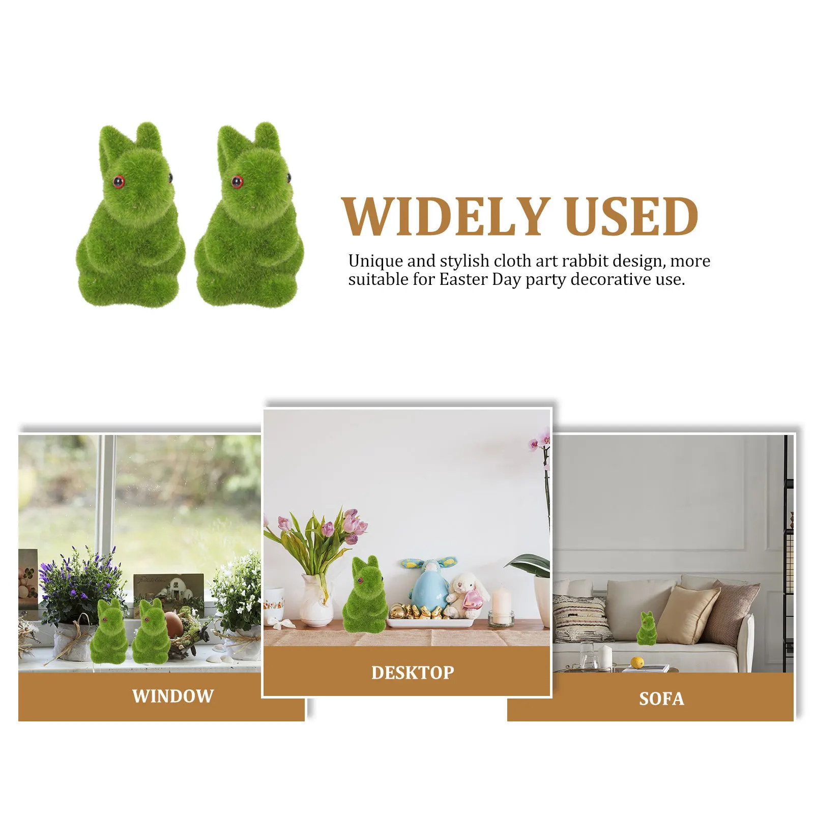 

2Pcs Rabbit Adornment Flocking Bunny Decorative Easter Garden Party Photo Shooting Prop Easter Rabbit Adornment