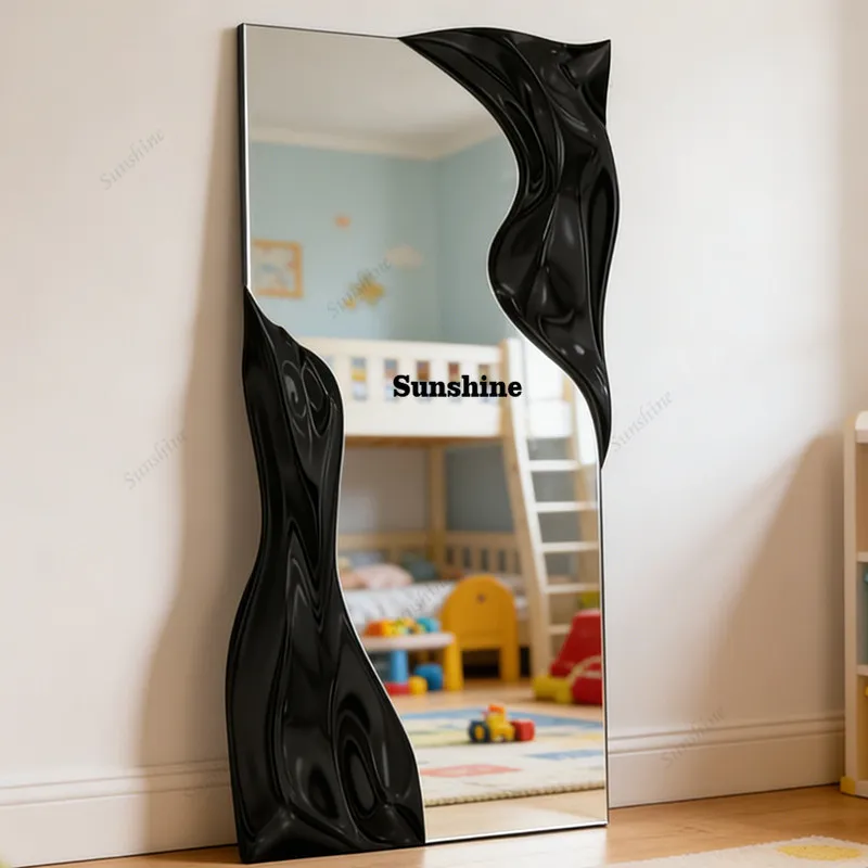 

French living room floor mirror, cloakroom full-length mirror, special-shaped wabi-sabi style dressing mirror