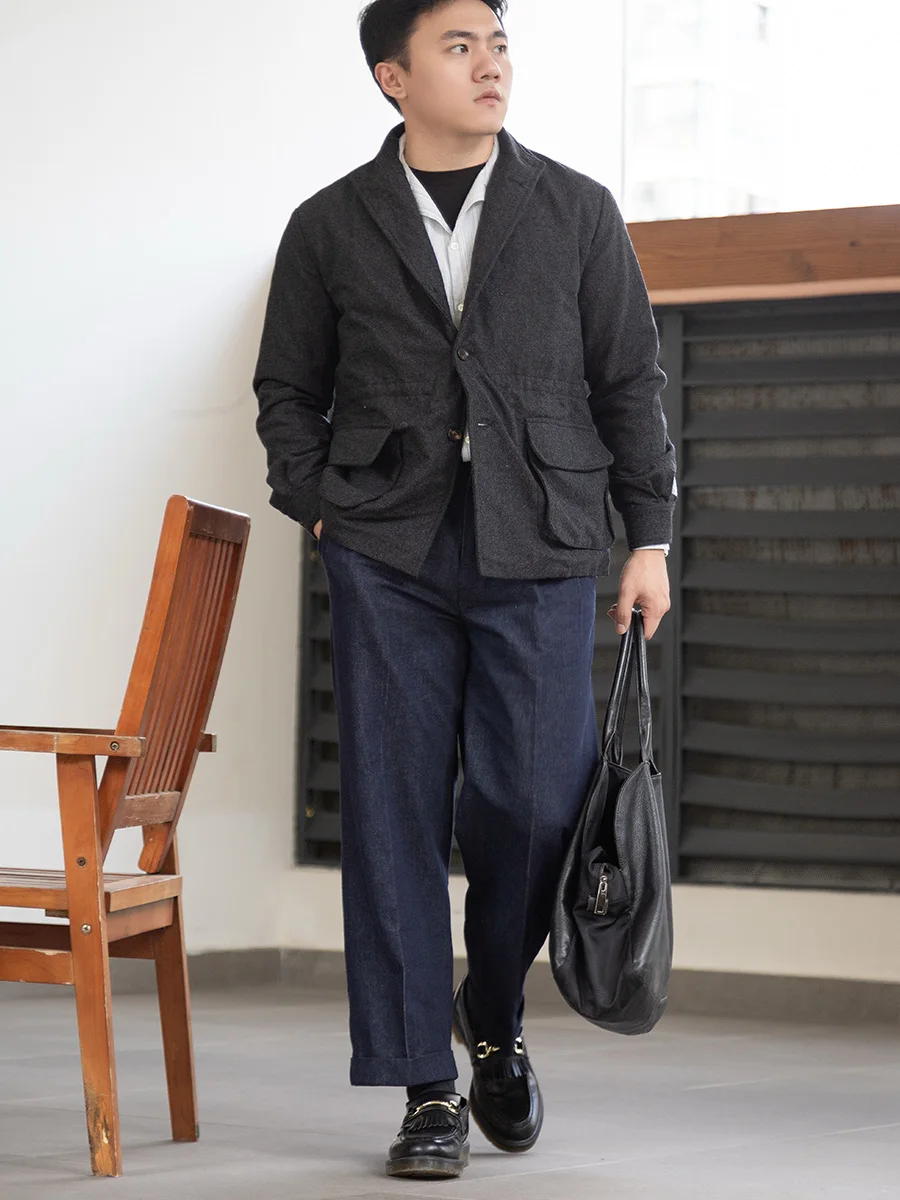 Chaqueta Española Versión Cachemira, Chaqueta con Solapa Teba, Bolsillo 3D, Estilo Casual para Hombre, Primavera