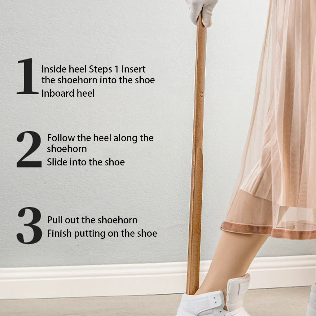 Wood Extended Handle Magnetic Shoehorn, Shoe Lifter For The Elderly And Pregnant Women, Solid Wood Premium Shoe Extractor