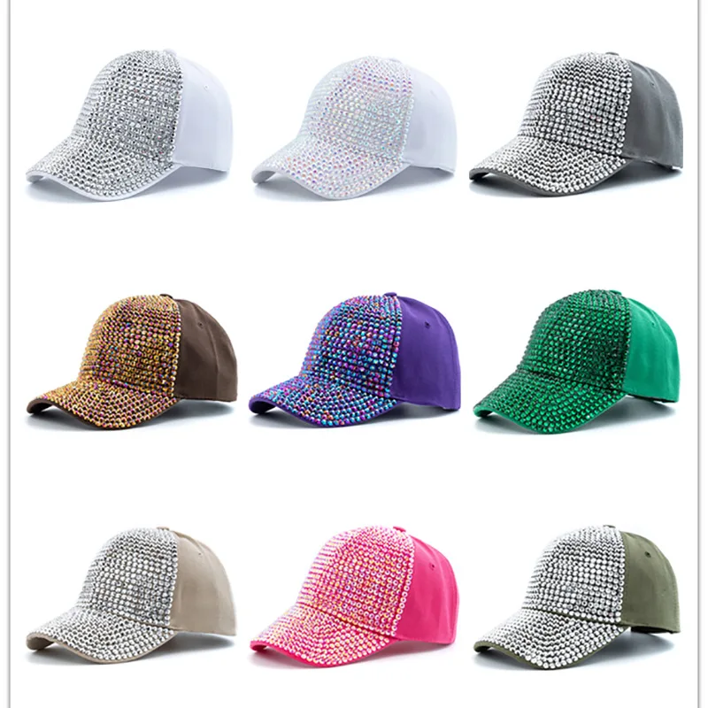 2023 Spring Summer Baseball Hat Women Full Diamond Rhinestone Cap Summer Breathable Fashion Men Adjustable Snapback Hip-hop Hats