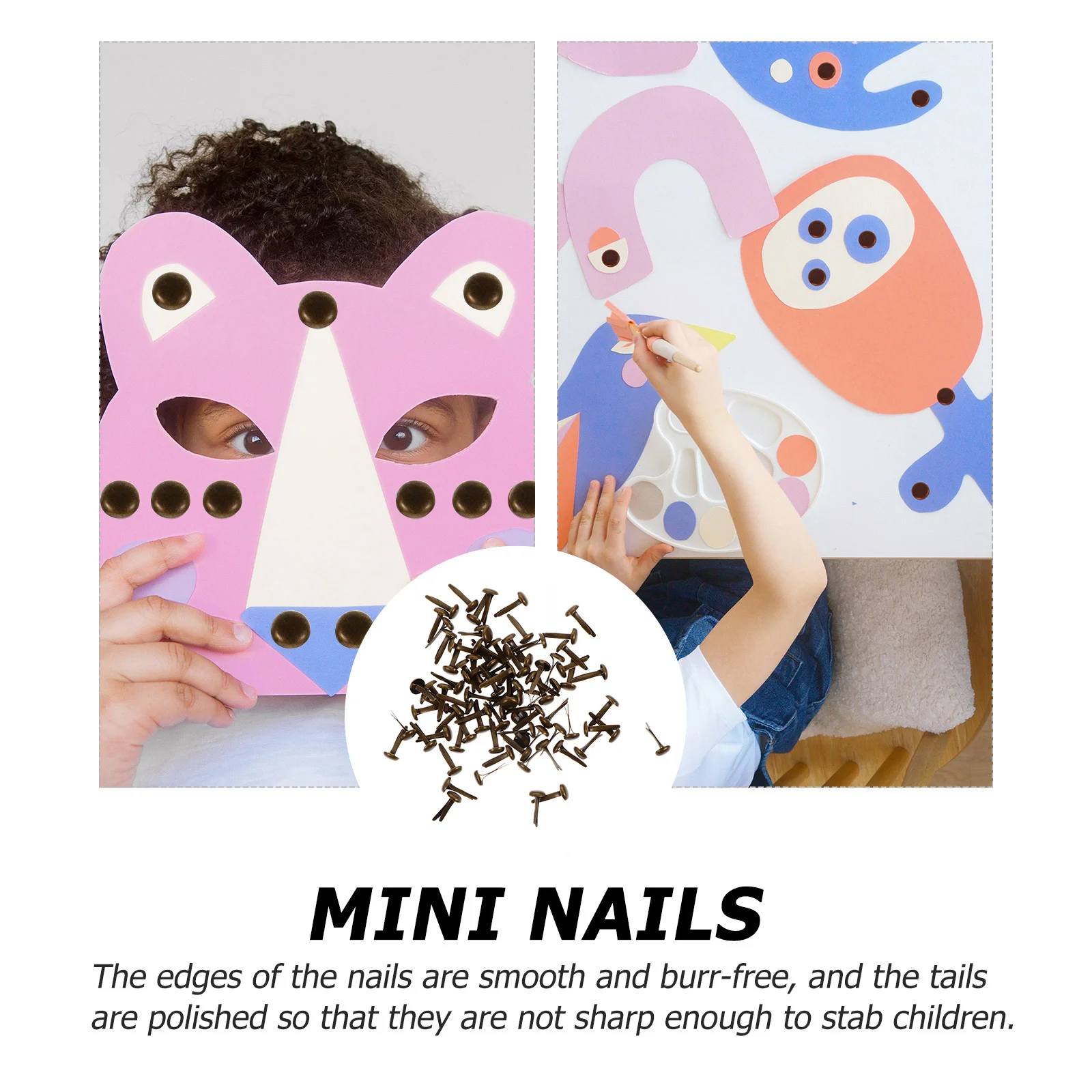 200 قطعة من الأظافر ذات أرجلين مشابك صغيرة بلون واحد أظافر زخرفية DIY بها بنفسك الحرف الورقية سكرابوكينغ الاكسسوارات اليدوية للأطفال