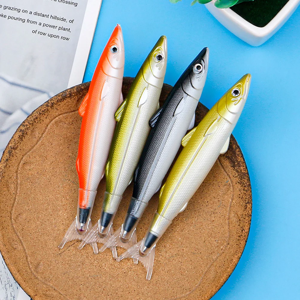 4 Pcs Salted Fish Ballpoint Pen Decorative Pens Advertising Fishing Party Favors Plastic Ball-point