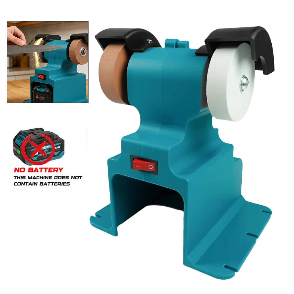 

Беспроводная электрическая настольная шлифовальная машина мощностью 200 Вт для аккумулятора Makita 18 В ﻿ Двойной точильный камень для полировки и заточки ножей