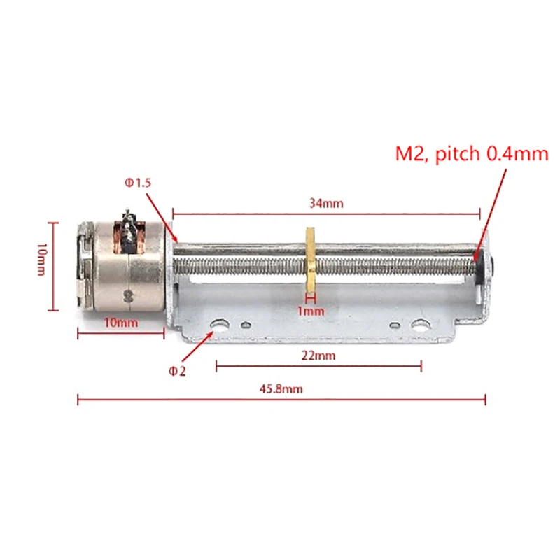 1PC 2-Phase 4-Wire Mini 10mm Stepper Stepping Motor 32mm Stroke Linear Actuator Precision Linear Screw Slider Nut 18 Degree