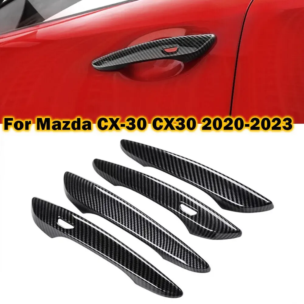 For Mazda 3 Hatchback Sedan (BP) CX-30 (DM) 2019 2020 2021 2022 2023 2024 Car Smart Keyless Door Handle Cover Trim Carbon Fiber