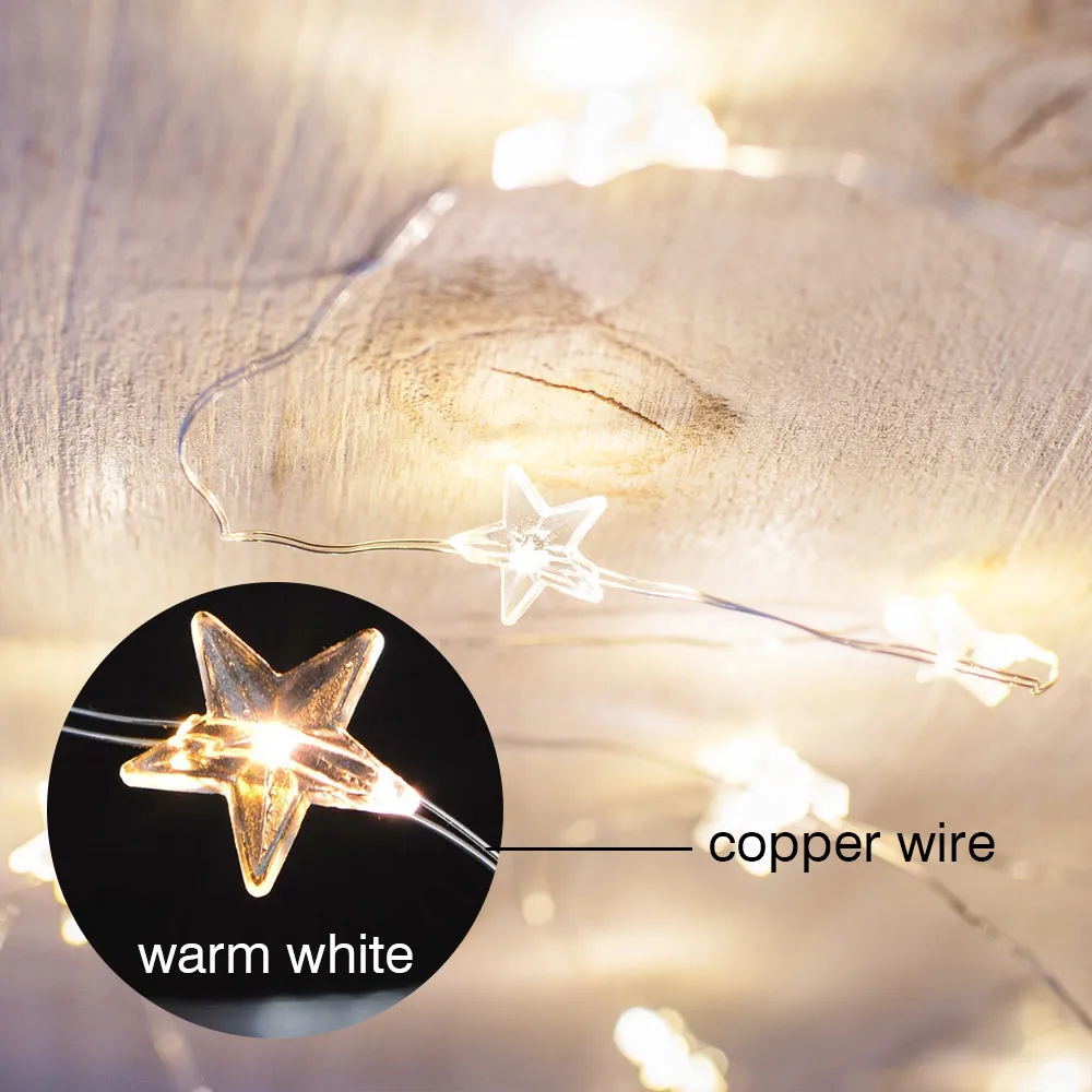 4M Star Fairy Lights CR2032 Battery Operated String Lights Silver Wire Bedroom Decoration Wedding Party Gift DIY Ornament LED