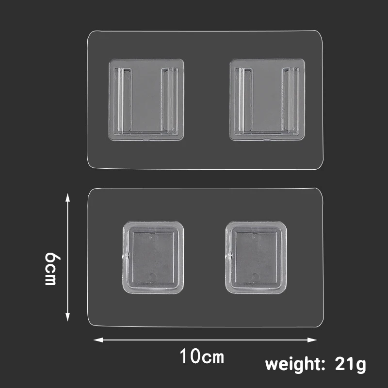 양면 접착 벽 후크 버클 옵션 스티커 후크 프리 펀치 투명 다목적 방수 홈 스토리지, 1 쌍