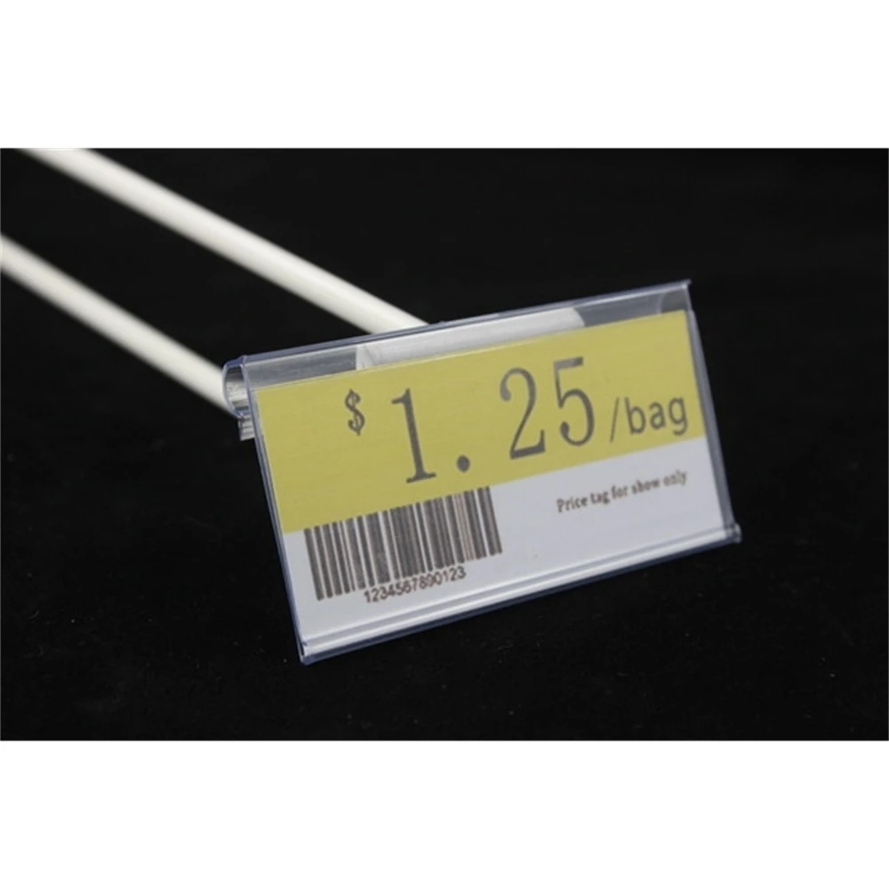 80x45mm Plastic Price Tag Display Shelf Mounted Basket Hanging Price Scan Frame Data Strip Label Holder Sign Clip Data Strip