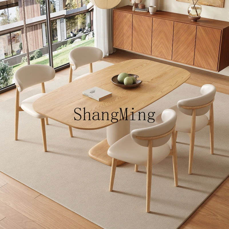 طاولة طعام وكراسي على الطراز الكريمي من DHY، طاولة طعام صغيرة من الخشب الصلب مستطيلة #2