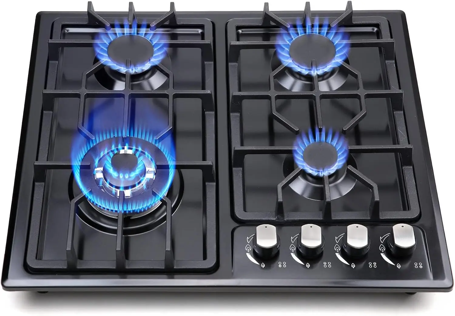 22 Inch Built-in Gas Cooktop, 4 Burners Stainless Steel Stove with NG/LPG Conversion Kit and Thermocouple Protection