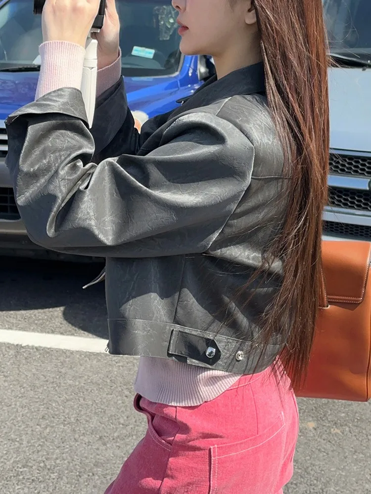 スイート アメリカン スレ ピンク ロング スヴェ ジッパー ジャエット オル アウター レディース 新作 春 ハイエンド 小さいサイズ レザー コート