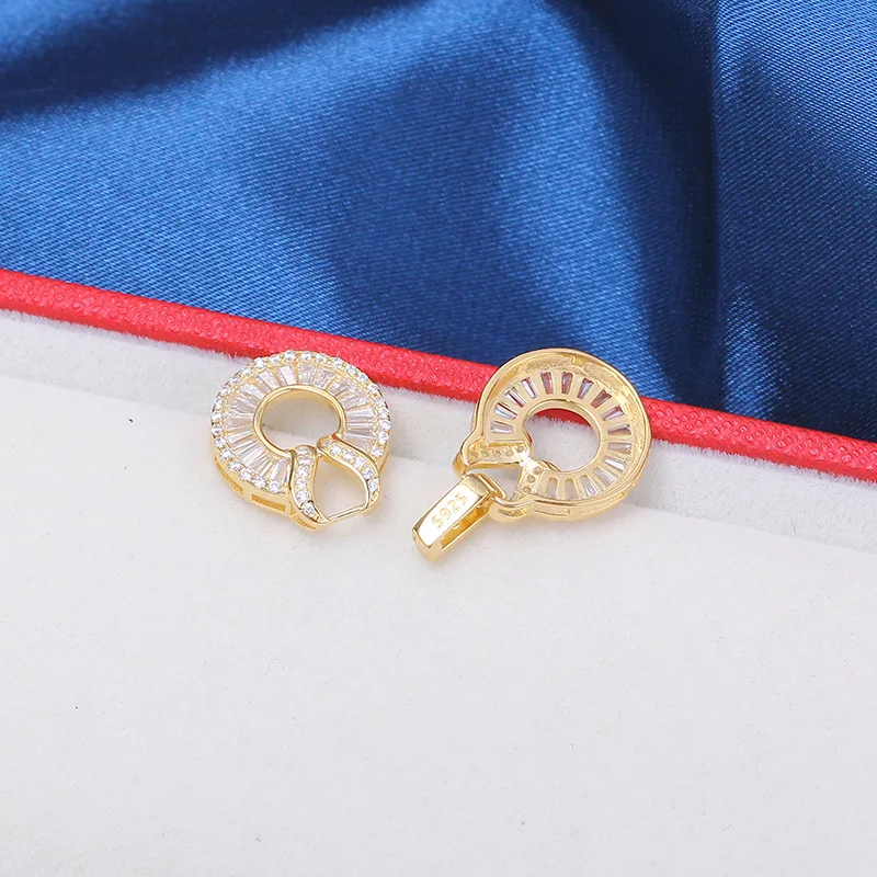 1 Piece of Gold-plated Copper Inlaid T-shaped Zirconia 8-shaped Pearl Necklace Connecting Clasp DIY Jewelry Material Accessories