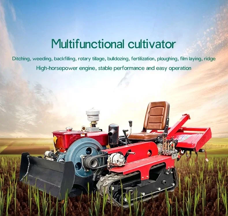 Excavadora cultivadora agrícola multifunción, máquina rotativa de jardín, Mini Tractor sobre orugas