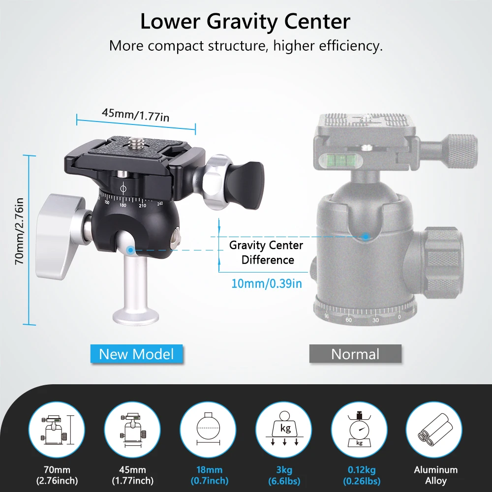 VT-182C Carbon Fiber Mini Tripod Compact Lightweight Portable Tabletop Tripods with Low Profile Ball Head for DSLR Camera Phone