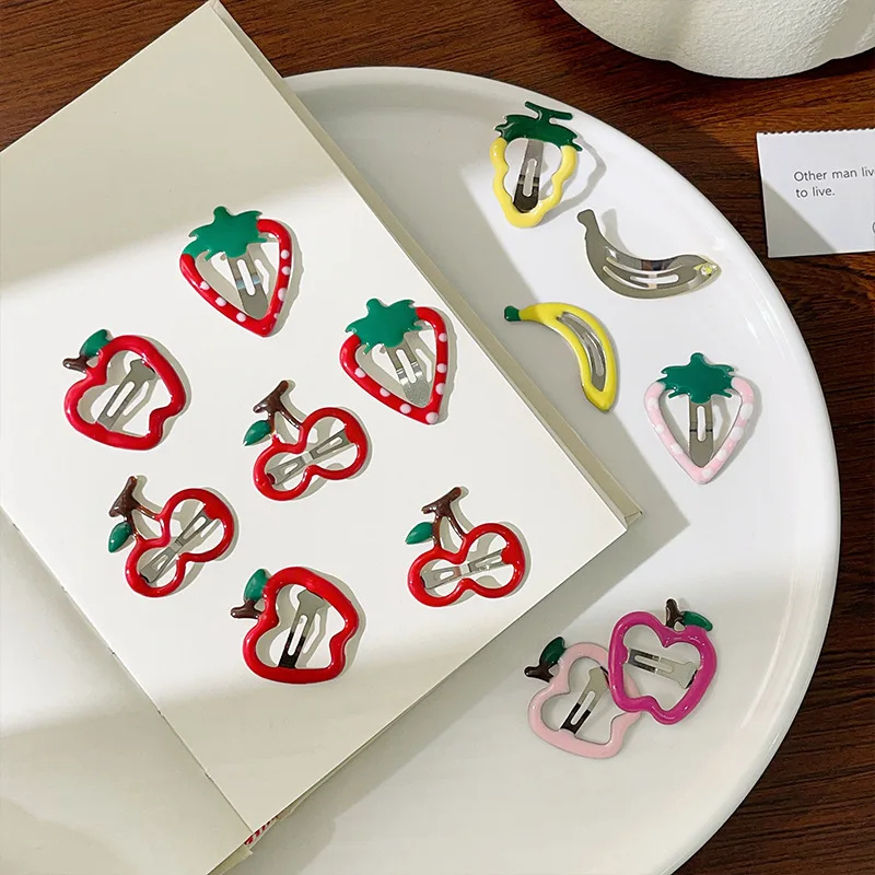 12 STKS Fruitvormige Haarspeldjes Set Meisjes Kinderen Aardbei Kers Appel Leuke Haaraccessoires Dagelijkse Slijtage Feest Verjaardag Haar