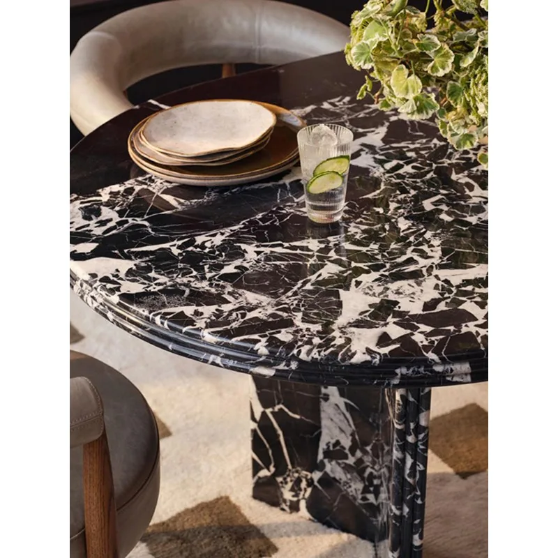 High-end light luxury marble coffee table simple modern designer living room household rectangular marble dining table