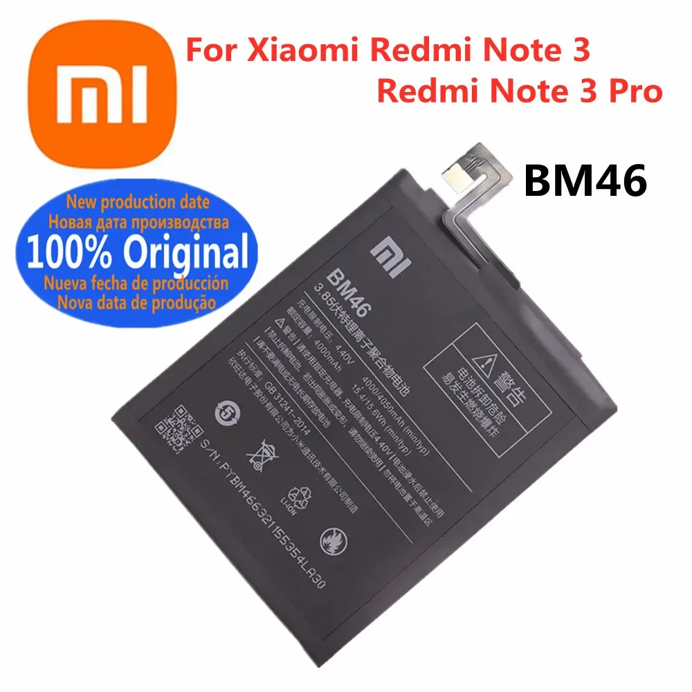 

4050mAh BM46 Xiao mi Orginal Battery For Xiaomi Redmi Note 3 / Note 3 Pro 3Pro Phone Replacement Batteries Battery + Free Tools