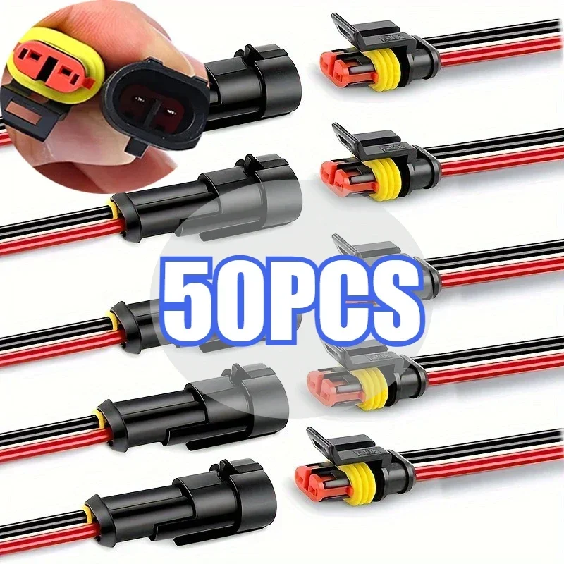 10 stks/5 sets 2 Pin Way Connector Waterdichte Connectors Mannelijke & Vrouwelijke Manier 20 AWG Draad voor Auto Vrachtwagen Boot elektrische Connector