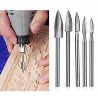 5Pcs Wood Carving Drill Bit HSS Engraving Drill Bit Set Solid Carbide Root Milling Grinder Burr Precise Woodworking Carve Tools